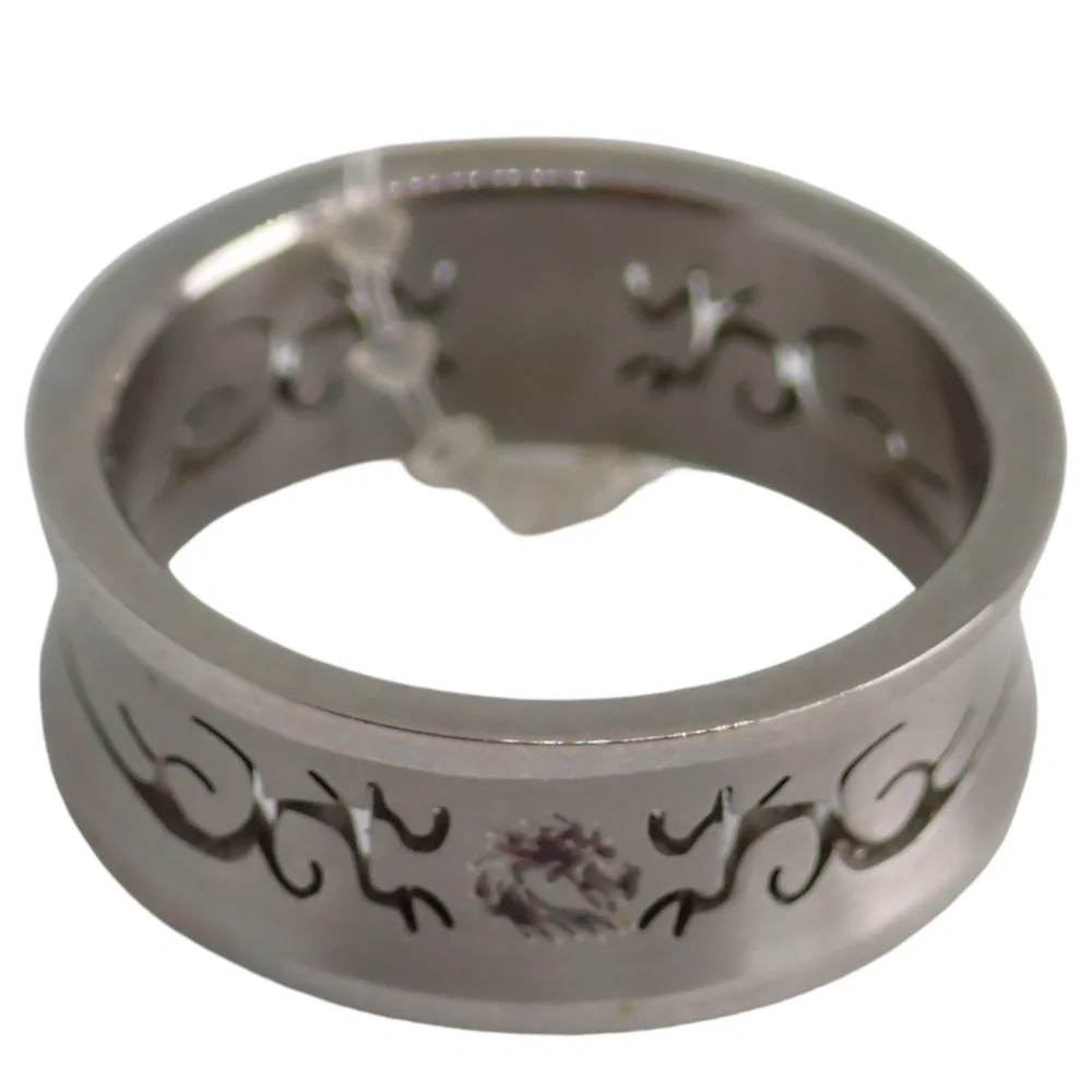 Stainless Steel Silver Fit Tribal Cut-Out Wedding Band Ring Size 8.5 New w/ Tag